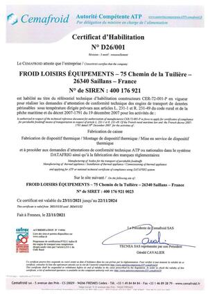 Certificat d'habilitation